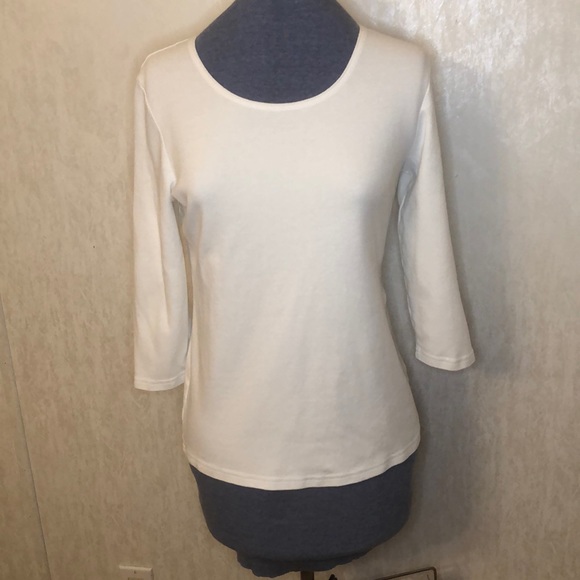 Karen Scott three quarter length sleeve white tee - Picture 1 of 2